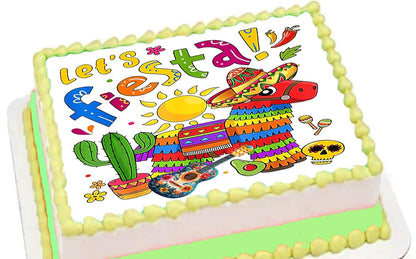 Cinco De Mayo Lets Fiesta Edible Image Sheet Cake Topper - Precut Easy To Use