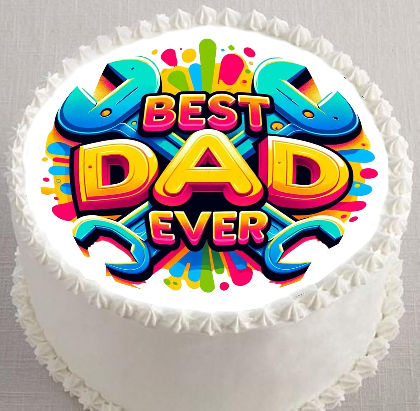 Fathers Day Best Dad Ever Edible Image Sheet Cake Topper - Precut Easy To Use