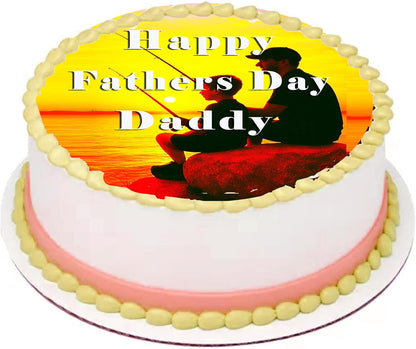 Fathers Day Fishing Dad Edible Image Sheet Cake Topper - Precut Easy To Use