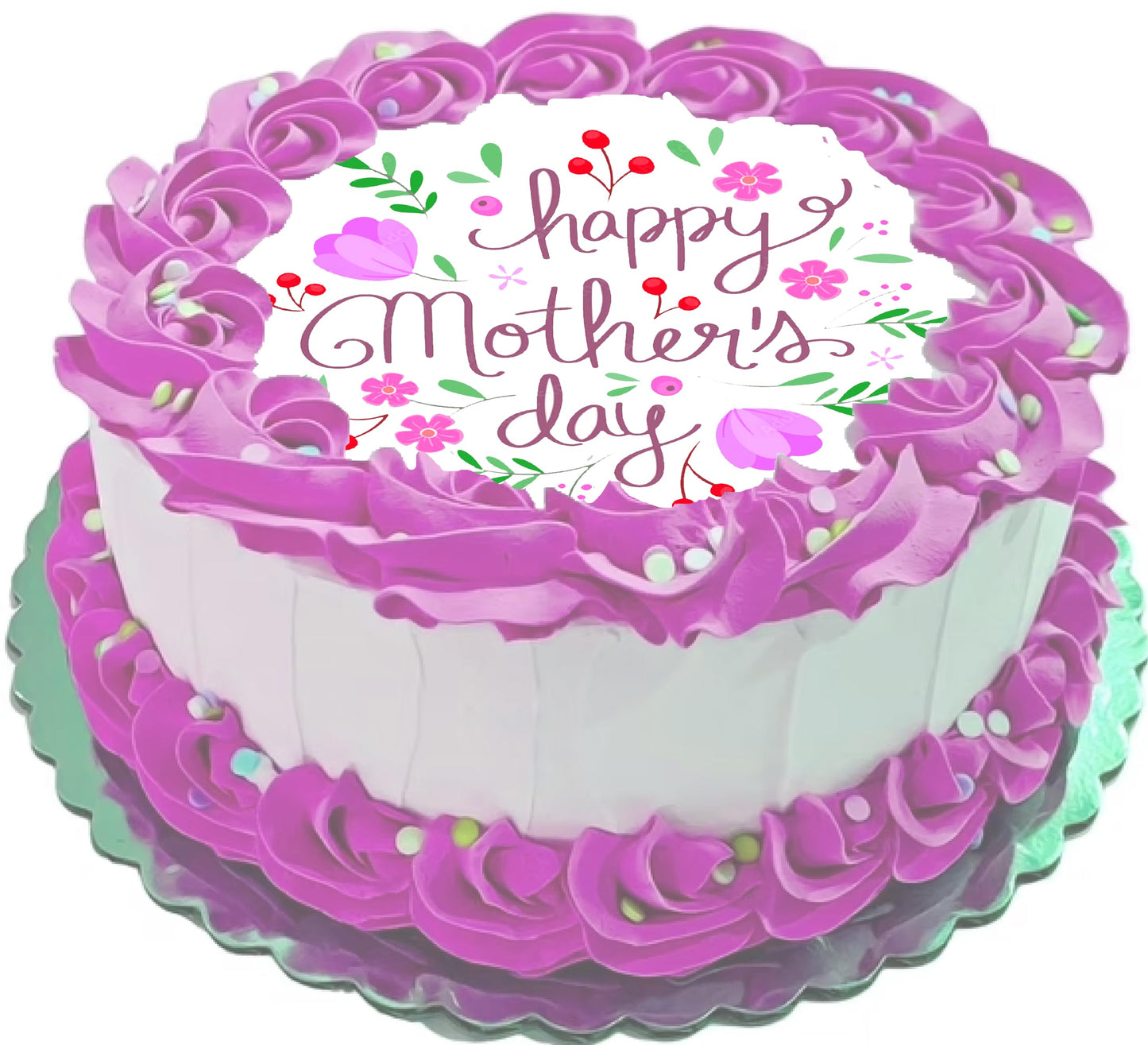 Mothers Day Beautiful Edible Image Sheet Cake Topper - Precut Easy To Use