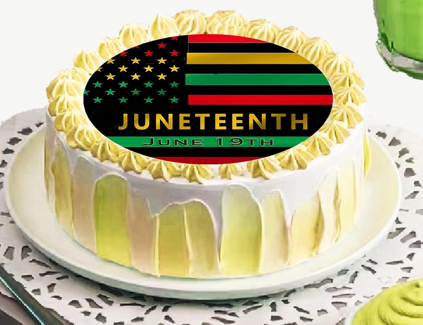 Juneteenth Pride flag Edible Image Sheet Cake Topper - Precut Easy To Use