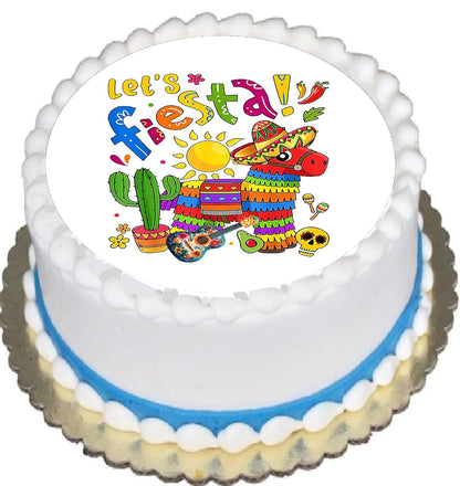 Cinco De Mayo Lets Fiesta Edible Image Sheet Cake Topper - Precut Easy To Use