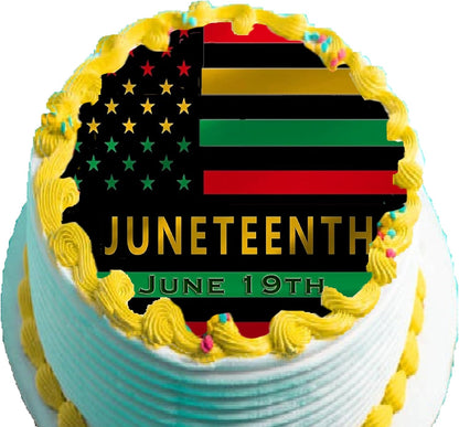 Juneteenth Pride flag Edible Image Sheet Cake Topper - Precut Easy To Use