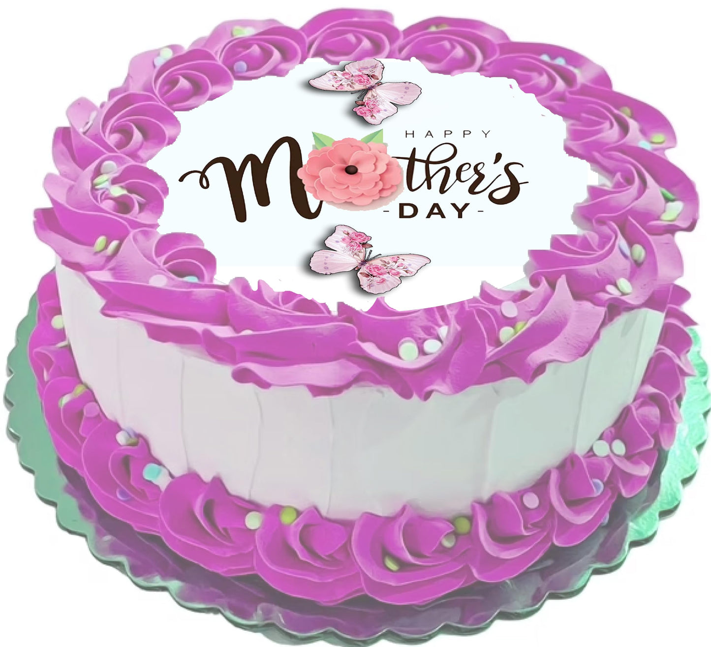 Mothers Day Butterfly Edible Image Sheet Cake Topper - Precut Easy To Use