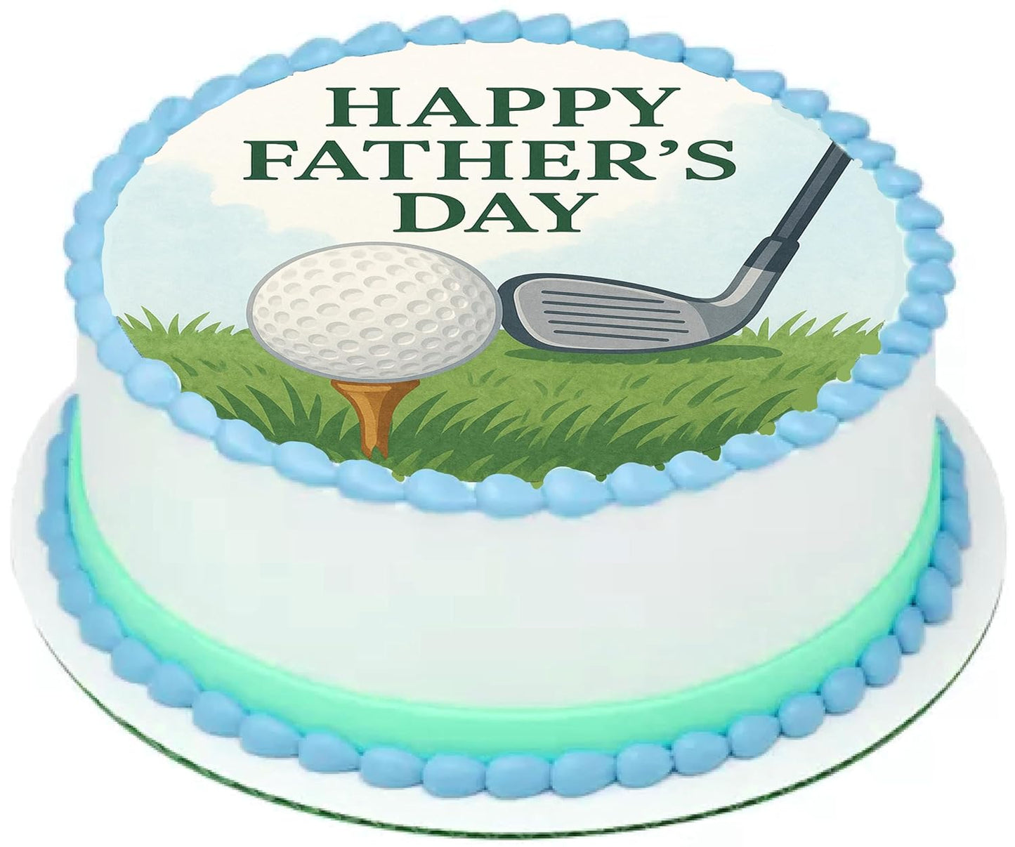 Fathers Day golf Tee Time Edible Image Sheet Cake Topper - Precut Easy To Use