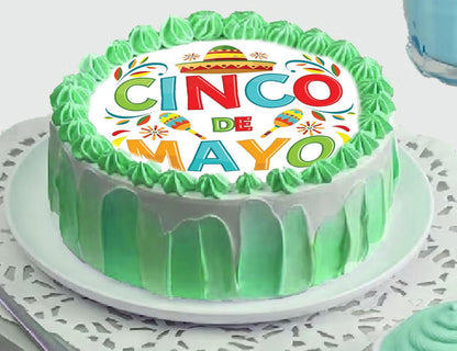 Cinco De Mayo Edible Image Sheet Cake Topper - Precut Easy To Use