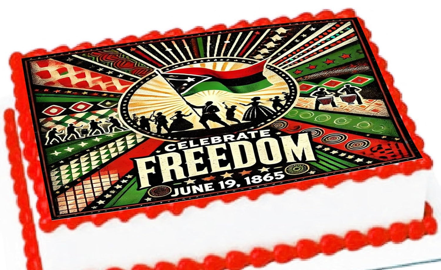 Juneteenth Celebrate Freedom Edible Image Sheet Cake Topper - Precut Easy To Use