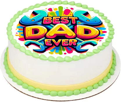 Fathers Day Best Dad Ever Edible Image Sheet Cake Topper - Precut Easy To Use