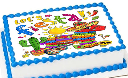 Cinco De Mayo Lets Fiesta Edible Image Sheet Cake Topper - Precut Easy To Use