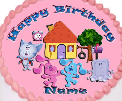 Pink Blue Clues Edible Image Cake Topper