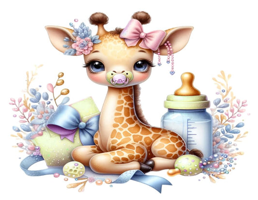 Adorable Baby Giraffe Baby Shower Celebration Gender Reveal - Edible Images Cake Topper