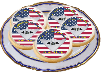 Air Force Aim High Edible Image Cookie & Cupcake Toppers –  Precut 2” Rounds For any party