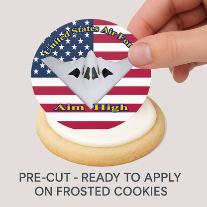 Air Force Aim High Edible Image Cookie & Cupcake Toppers –  Precut 2” RoundsEasy to use