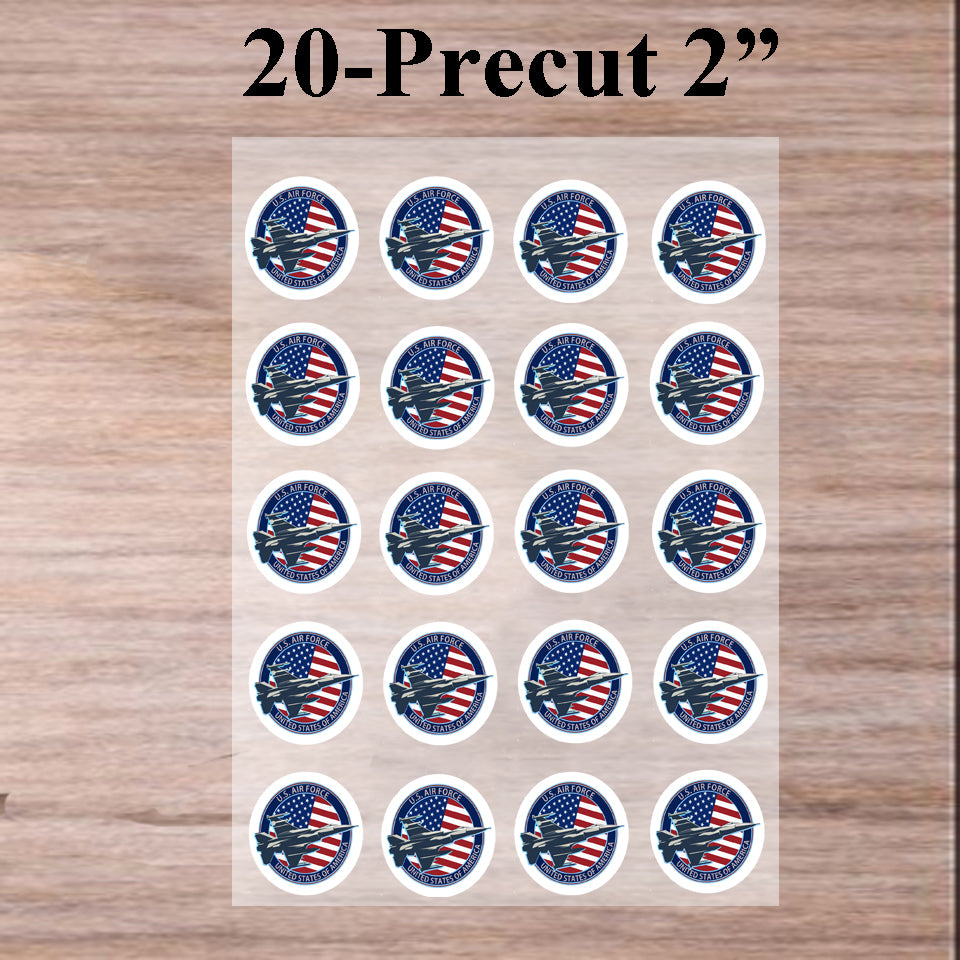 Air Force Jet Flag Edible Image Cookie & Cupcake Toppers –  20 Precut 2” Rounds