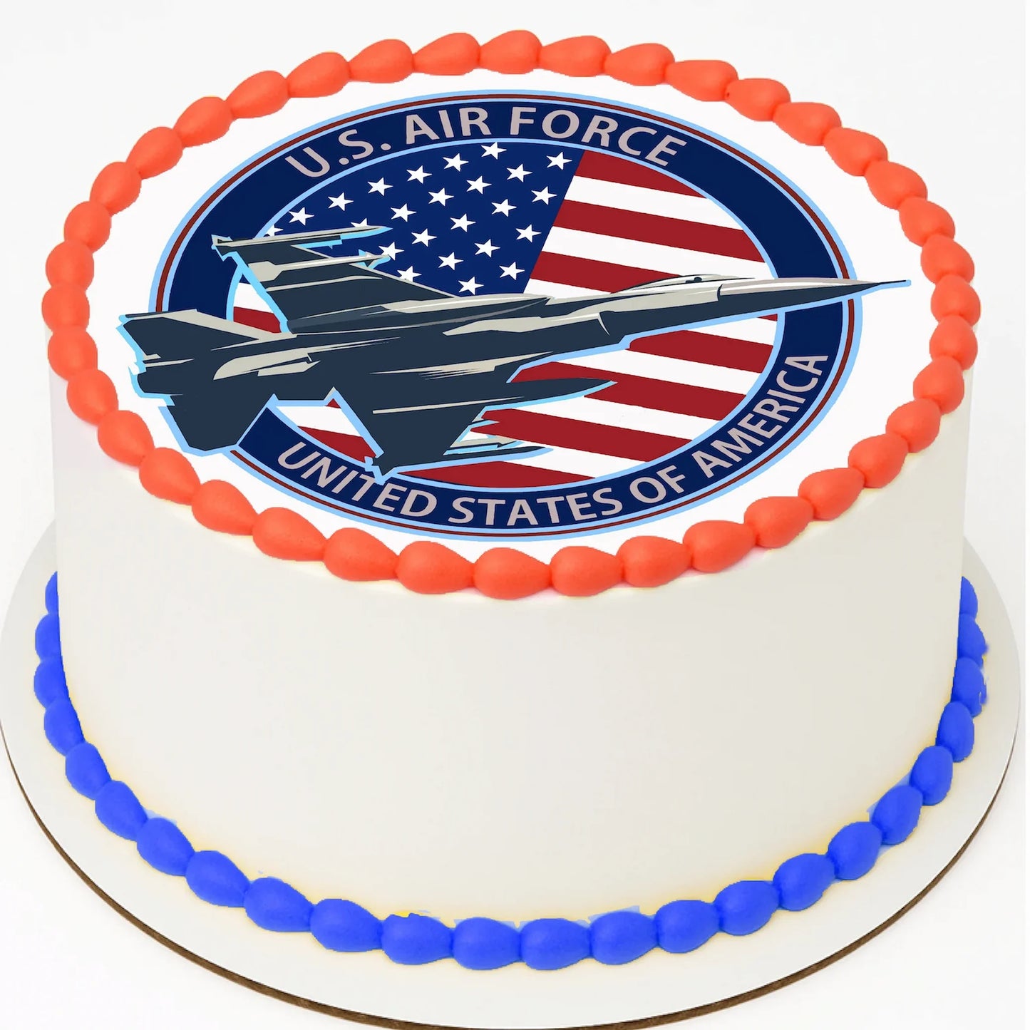 Custom Edible Cake Topper Air Force Jet Flag Design –  Pre-cut 8" Round Icing Sheet – RA Pape