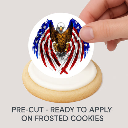 American Eagle Flag Edible Image Cookie & Cupcake Toppers –  Precut 2” Rounds for any event