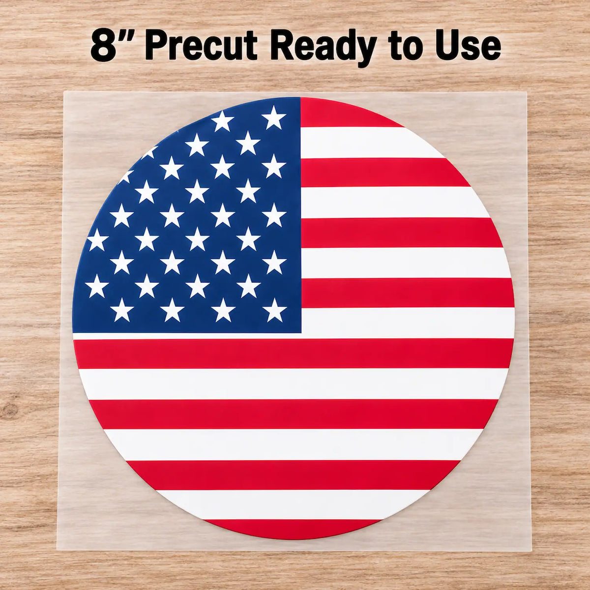 American Flag Custom Edible Icing Cake Topper – 8-Inch Round precut round topper ready to use.