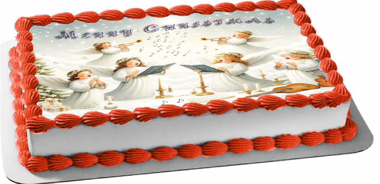 Edible Images Christmas cake topper with singing angel design 
