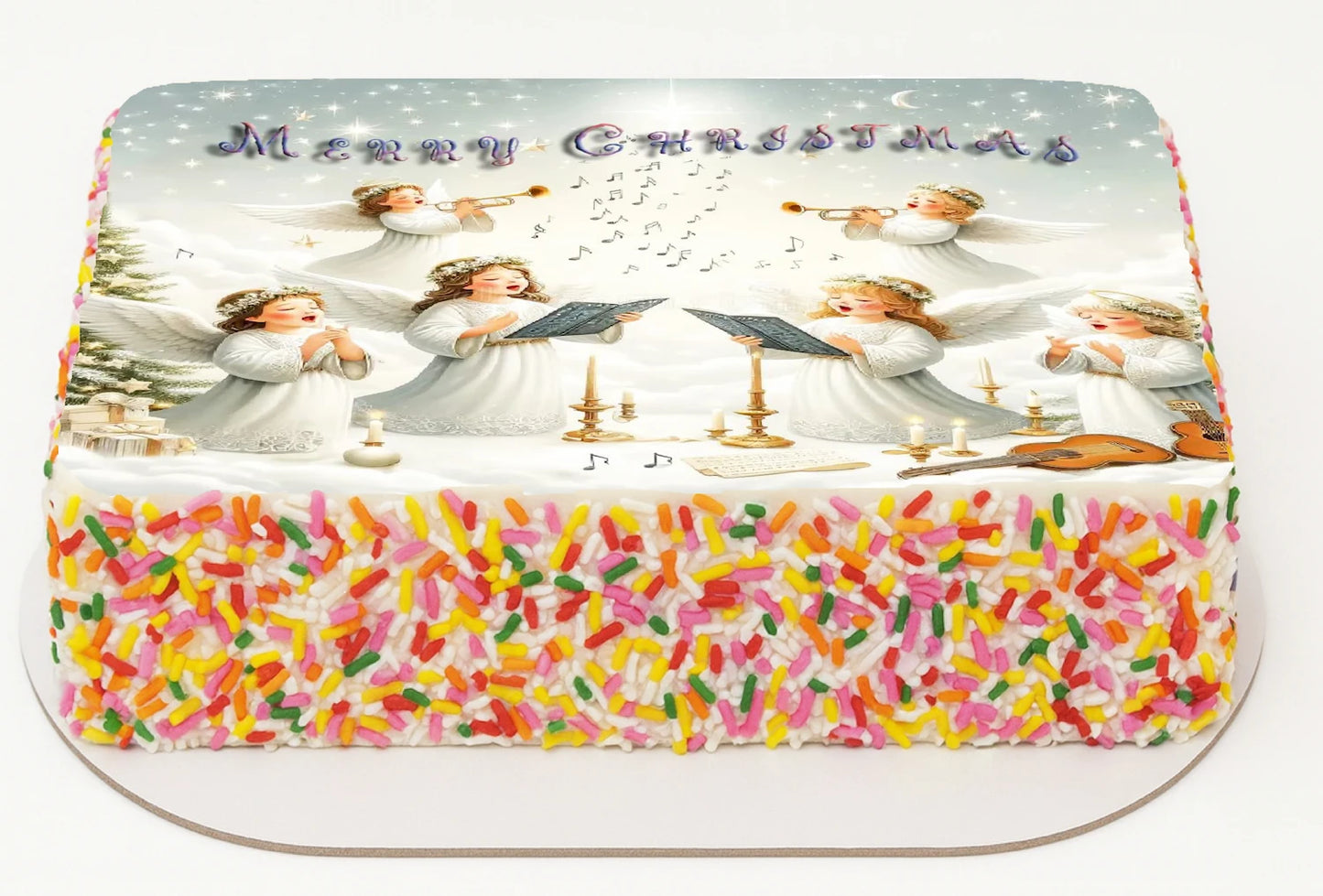 Decorative Christmas edible Image  topper with angel designs 
