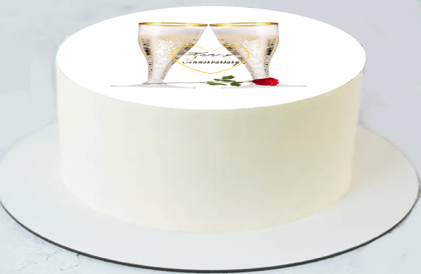 Anniversary Champagne & Roses Anniversary Edible Image Cake Topper Designs