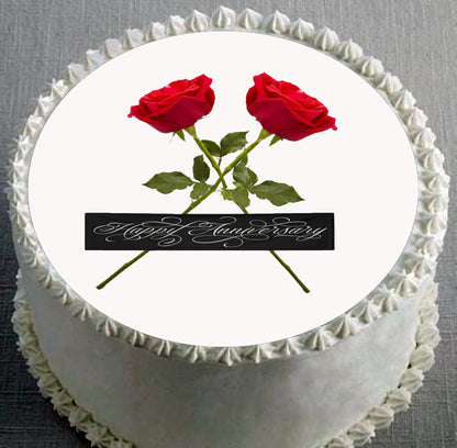 Anniversary Love in Bloom Anniversary Edible Image Cake Topper Designs