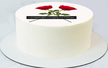 Love in Bloom on an anniversary cake  topper edible image