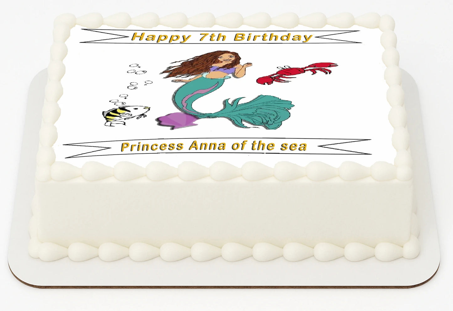 Edible Icing Images Birthday cake Topper with Ariel Mermaid design
