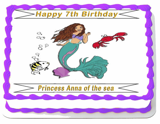 Ariel Wishes you Happy Birthday Edible Image Sheet Cake Toppe