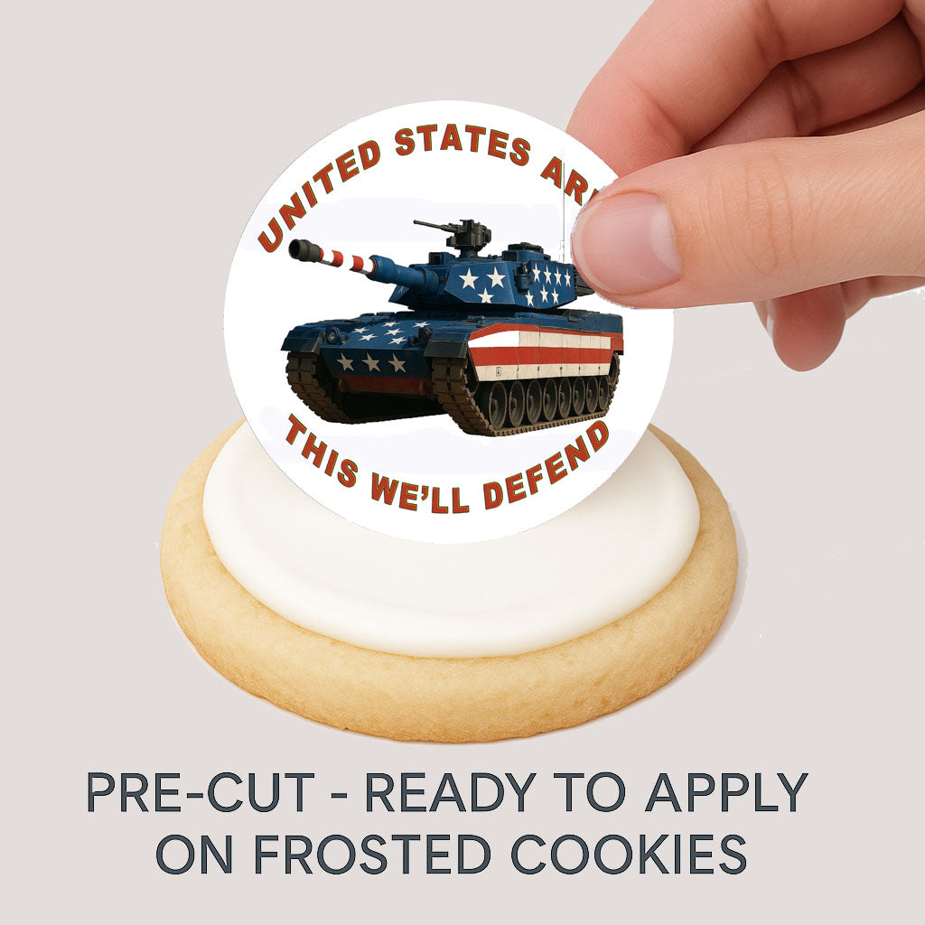Army This We'll Defend Edible Image Cookie & Cupcake Toppers – Precut 2” Rounds Precut ready to use