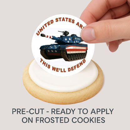 Army This We'll Defend Edible Image Cookie & Cupcake Toppers – Precut 2” Rounds Precut ready to use