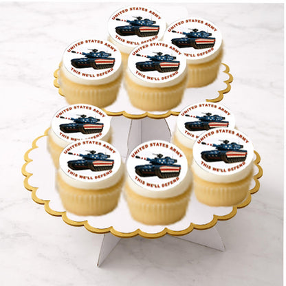 Army This We'll Defend Edible Image Cookie & Cupcake Toppers – Precut 2” Rounds Easy to apply
