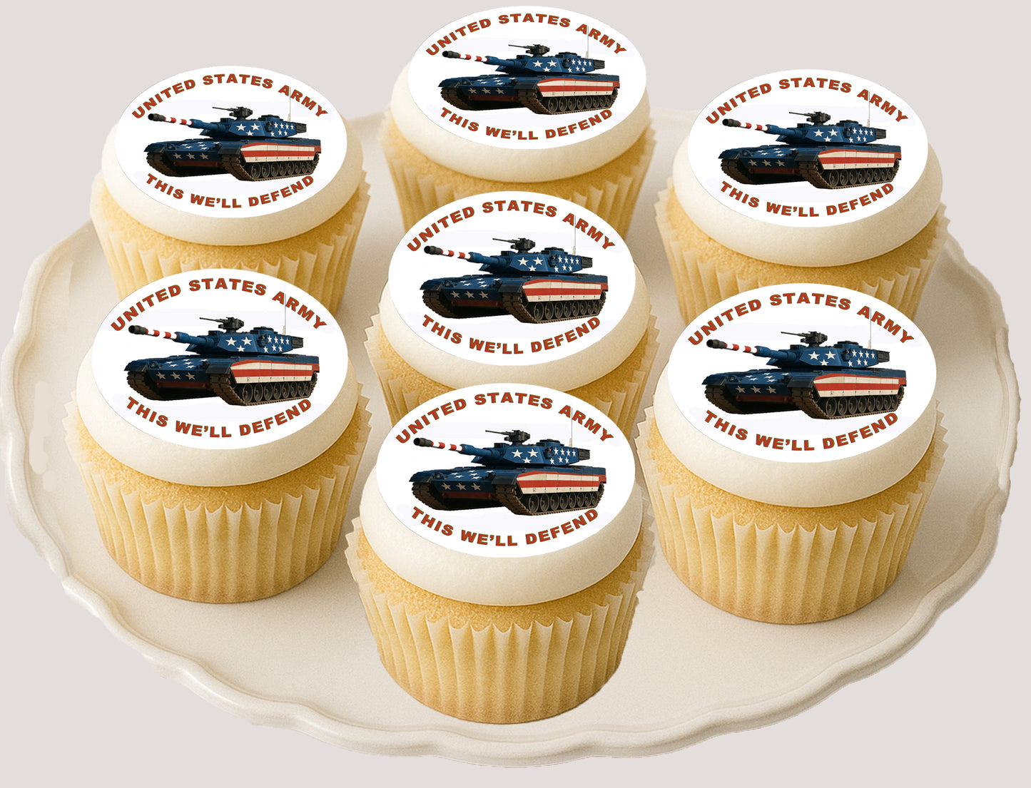 Army This We'll Defend Edible Image Cookie & Cupcake Toppers – Precut 2” Rounds Perfect for cupcakes too