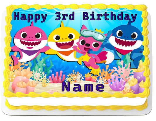 Baby Shark Edible Image Sheet Cake Topper