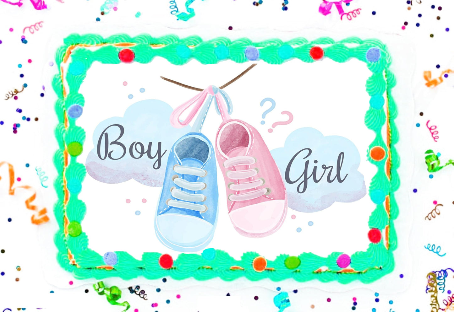 Edible Icing Images Baby Shoes Baby Shower - Announcement - Gender Reveal - cake topper