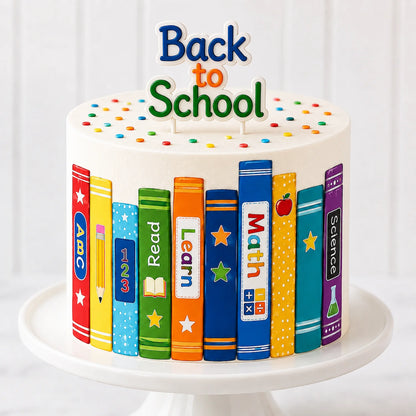 Back to School Edible Image Cake Wrap Seamless Colorful Books – Icing Sheet - RA Pape Easy to apply