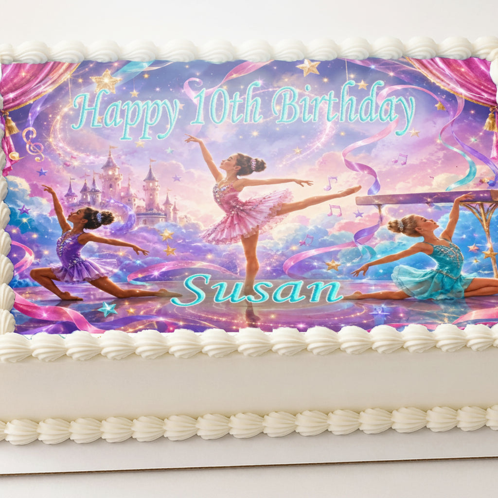 Ballerina Birthday Edible Image Cake Topper - 1/4 Icing Sheet - RA Pape Closer Look