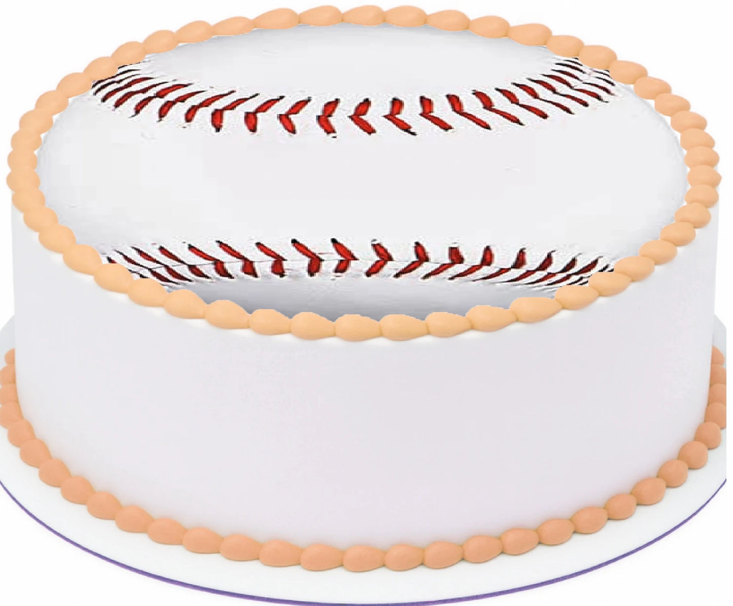 Cake topper designed to look like a baseball edible image precut ready to use.