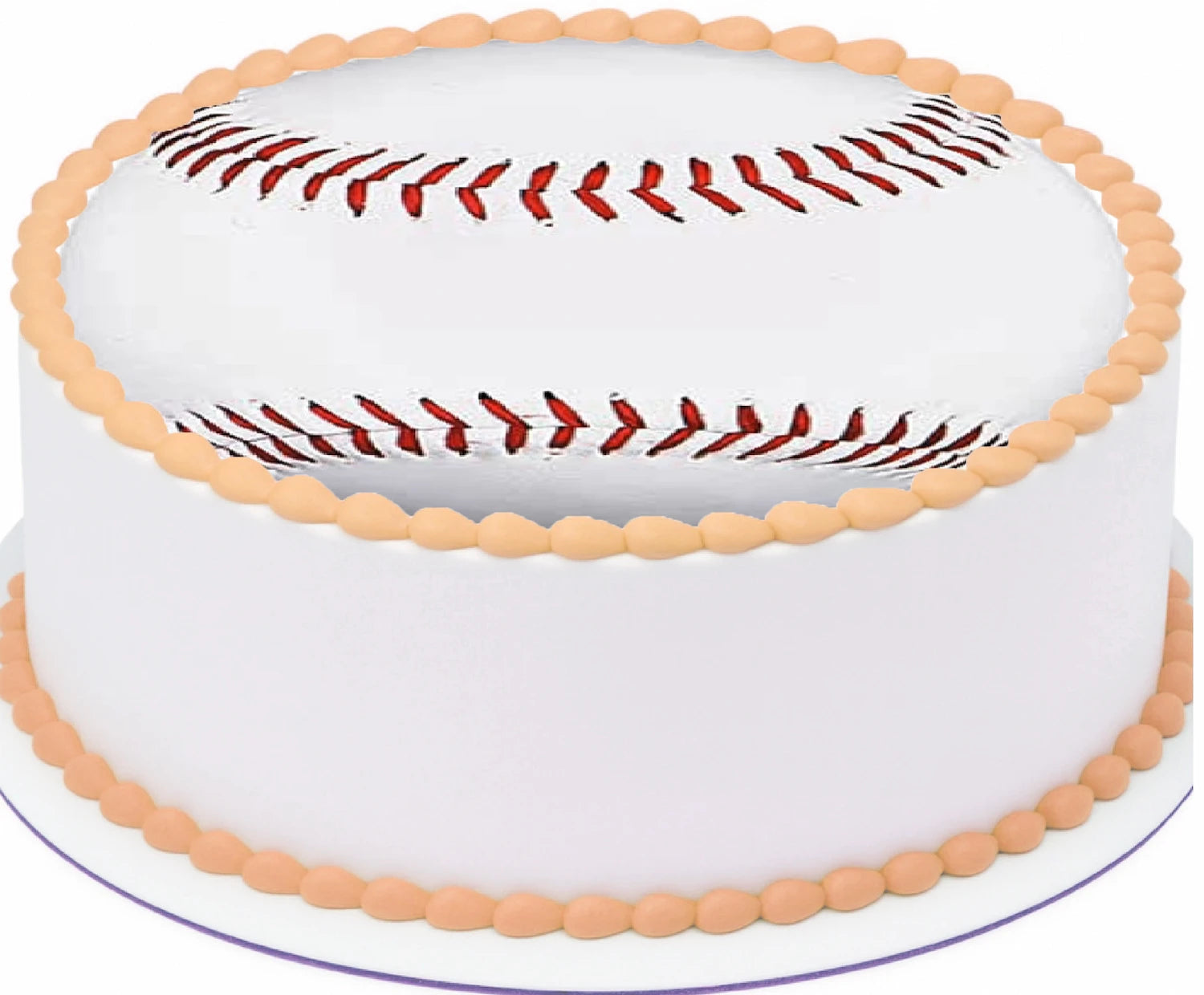 Cake topper designed to look like a baseball edible image precut ready to use.
