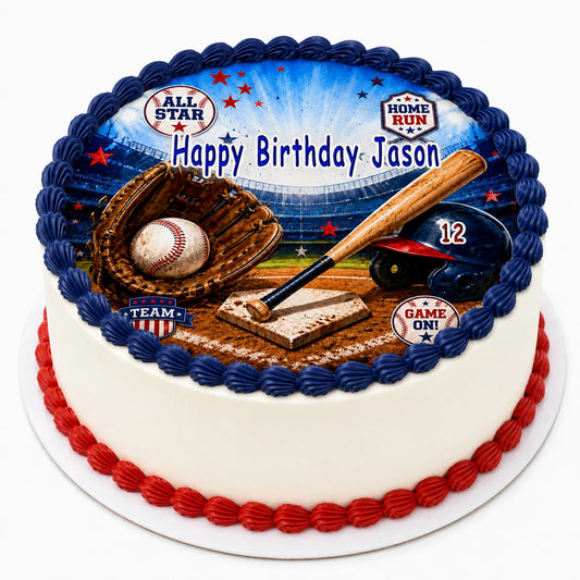 Baseball Edible Image Cake Topper - 8" Precut Icing Sheet - RA Pape