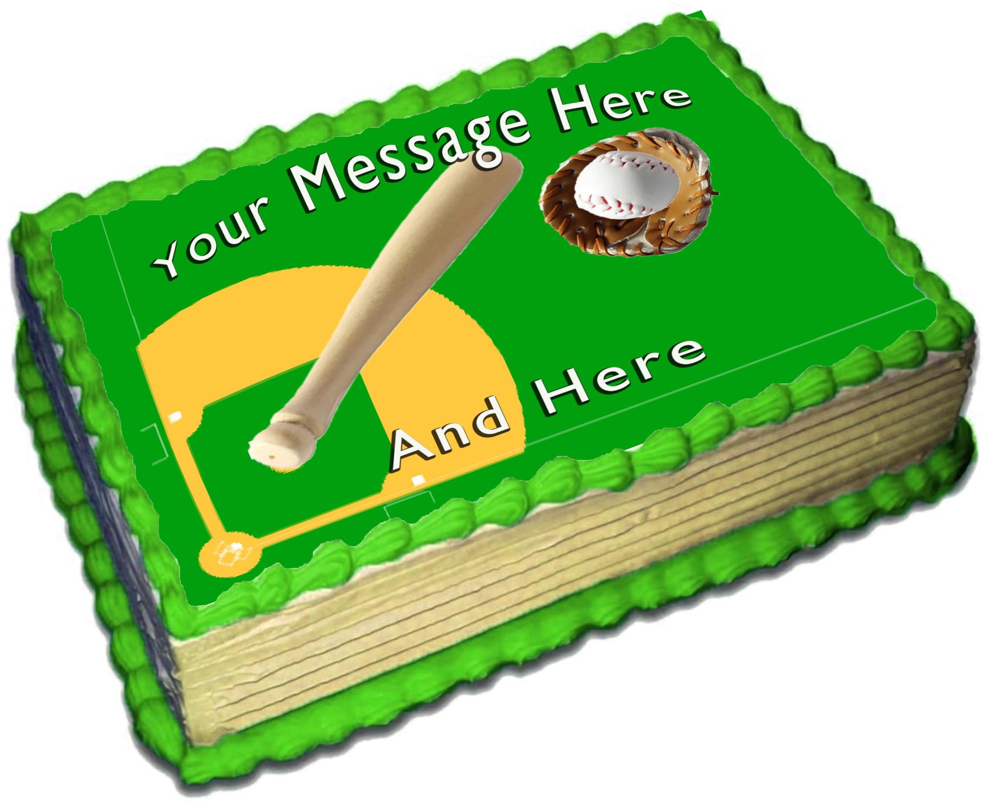 Baseball Field  with a baseball and ball and glove on an edible Image cake topper sheet
