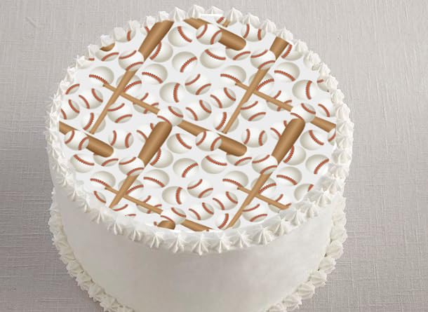 Baseball fan edible image cake topper