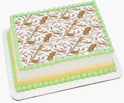 Custom Edible Cake Topper – Baseball Game Design – 1/4 Sheet Cake (9x13) – Precut Icing Sheet Easy to Use – RA Pape