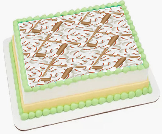 Custom Edible Cake Topper – Baseball Game Design – 1/4 Sheet Cake (9x13) – Precut Icing Sheet Easy to Use – RA Pape