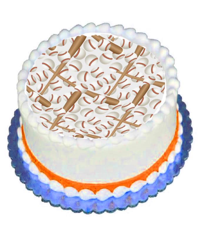 Baseballs and bats on a baseball game edible icing image cake topper