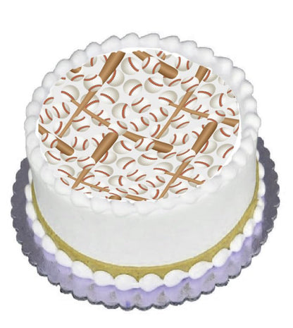 Custom Edible Cake Topper – Baseball Game Design – Pre-cut 8" Round Icing Sheet – RA Pape