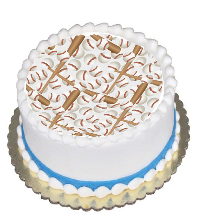 Baseballs and bats game day Edible icing image cake topper.