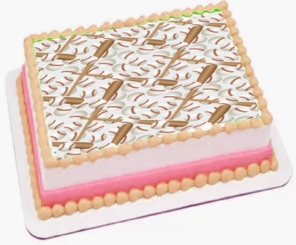 Baseball Game Edible Cake Image precut easy to use