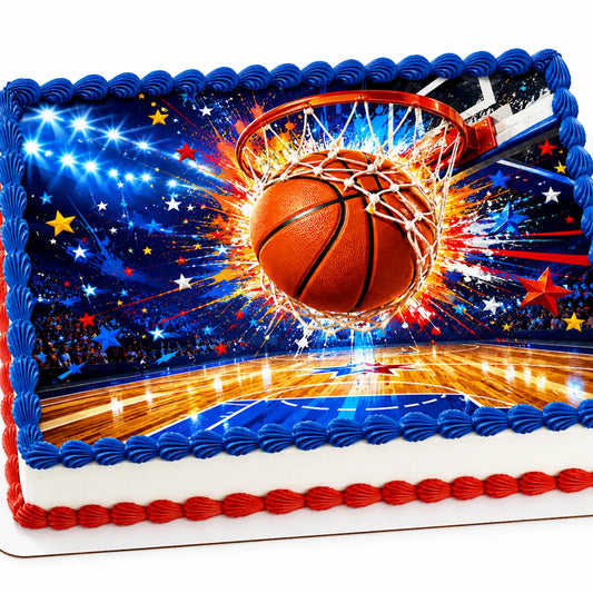 Basketball Edible Image Cake Topper - 1/4 Icing Sheet - RA Pape