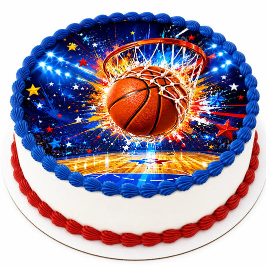 Basketball Edible Image Cake Topper - 8" Precut Icing Sheet - RA Pape