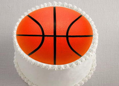 Basketball design edible image cake topper precut ready to use.